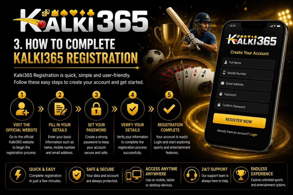 Step-by-step guide image explaining how to complete Kalki365 Registration.